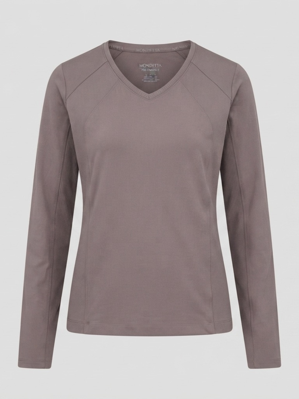 Mondetta Women’s Medium Mixed Media V-Neck Long Sleeve Athletic Top Purple NWT